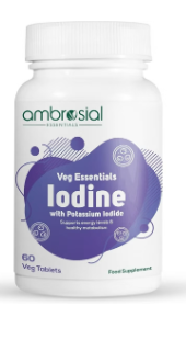 Ambrosial Iodine 5000mcg with 7500 mcg Potassium Iodide High Strength Iodine Tablets Natural Source of Iodine from Potassium Iodide Tablets Thyroid Support Supplement 60 VegTablets